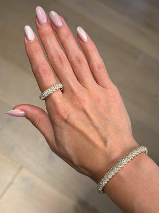 Round Lab Grown Diamond Domed Stretch Bracelet