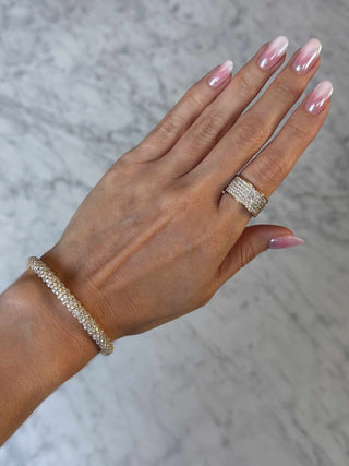 Round Lab Grown Diamond Domed Stretch Bracelet
