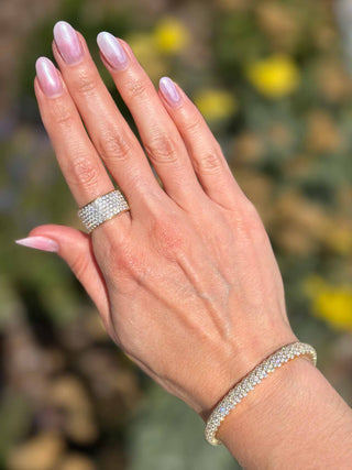 Round Lab Grown Diamond Domed Stretch Bracelet