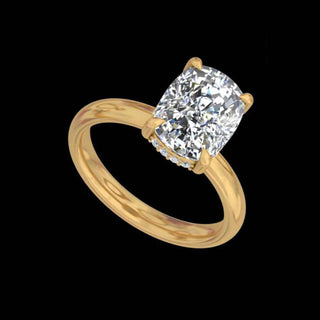 Elongated Cushion Hidden Halo Engagement Ring