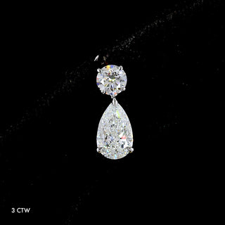 Round and Pear Lab Grown Diamond Drop Earrings