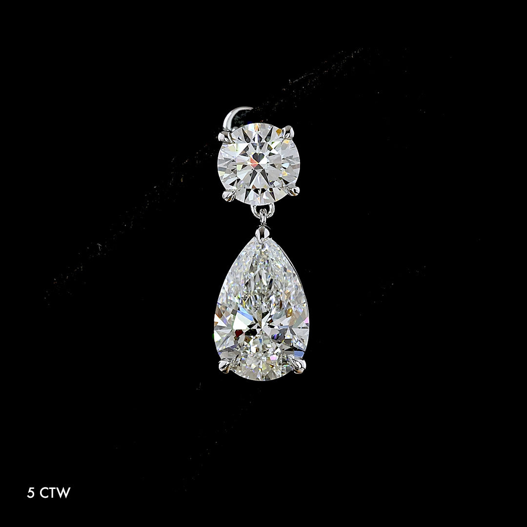 Round and Pear Lab Grown Diamond Drop Earrings