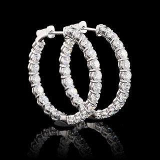 Round lab-grown diamond inside-out hoop earrings, 28mm, 4 carats total weight, crafted by LabGrownDiamonds.com
