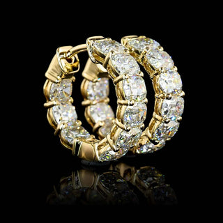 4 CTW East-West Antique Cushion Lab Grown Diamond Inside Out Huggie Earrings