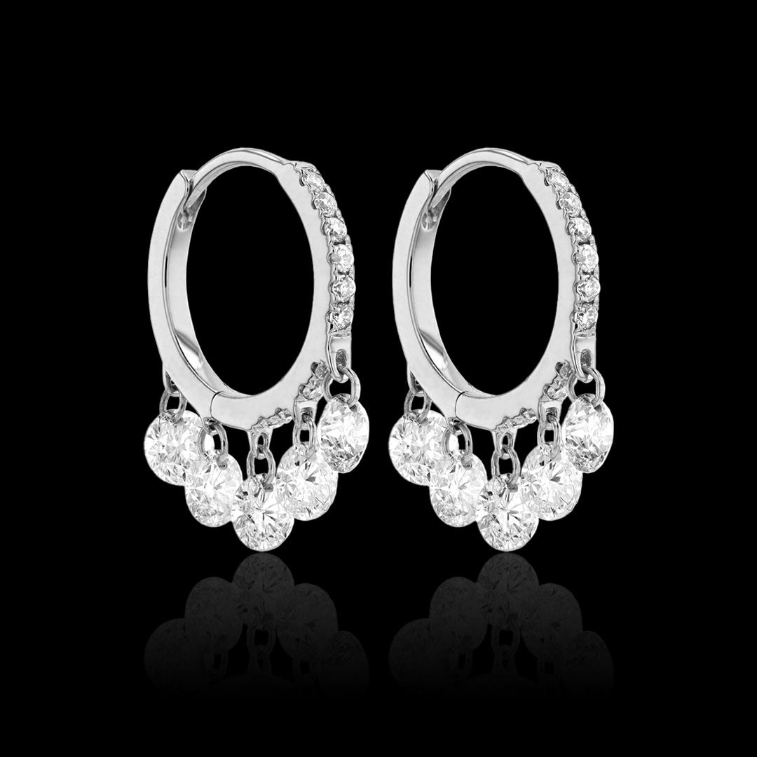 Pierced Diamond Pave Huggie Earrings, 12mm