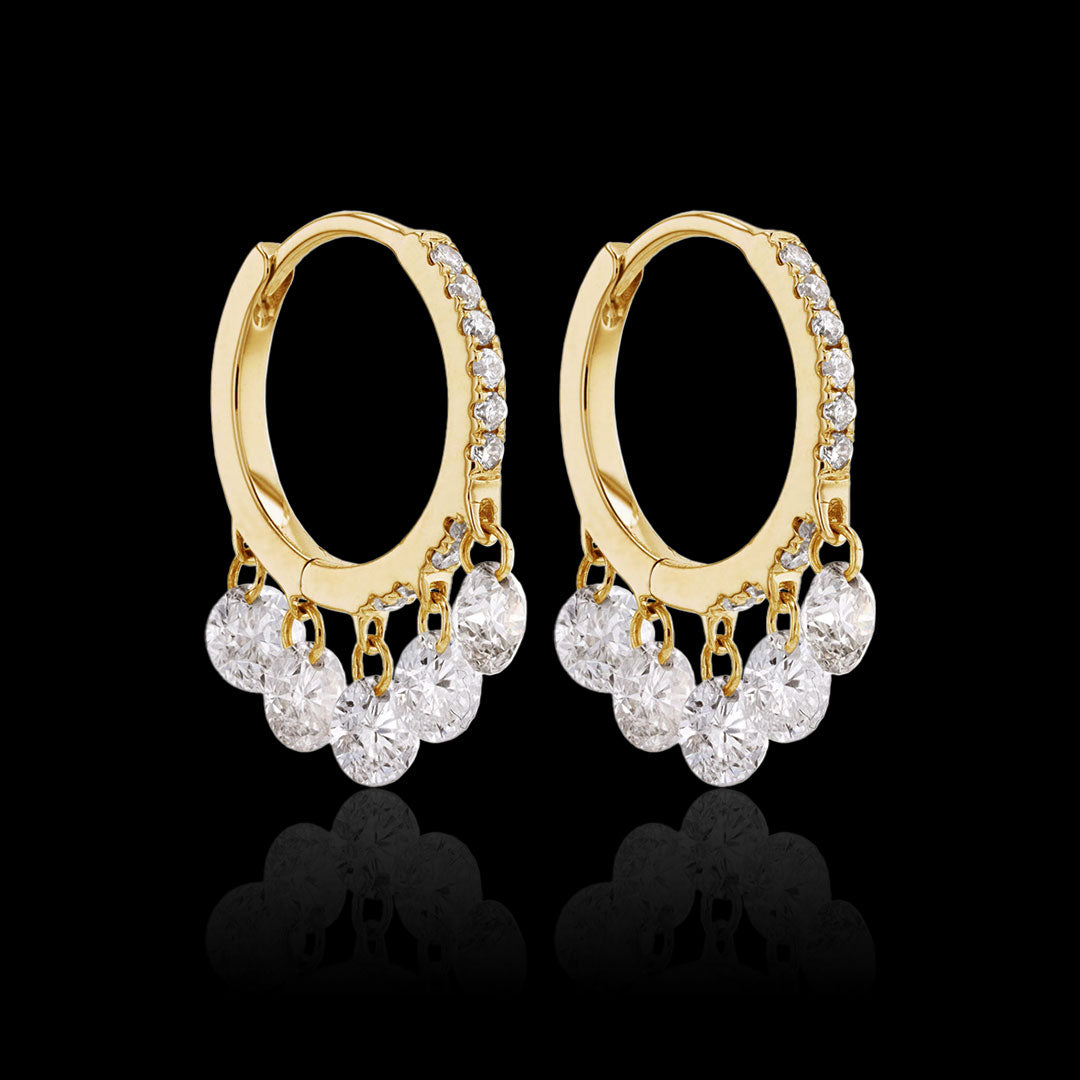 Pierced Diamond Pave Huggie Earrings, 12mm