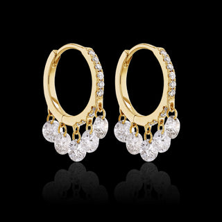 Pierced Lab Grown Diamond Pave Huggie Earrings, 12mm