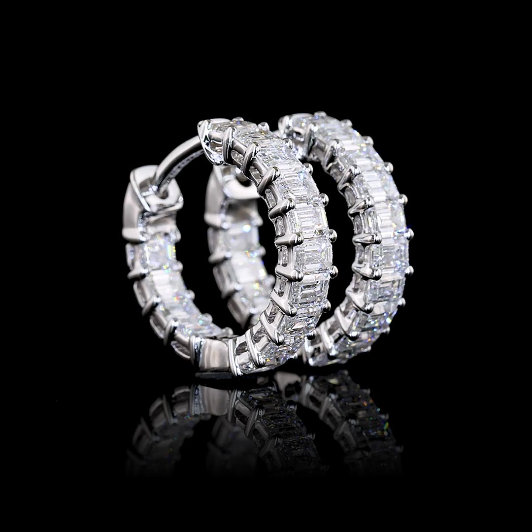 1.5 CTW East-West Emerald Lab Grown Diamond Inside Out Huggie Earrings