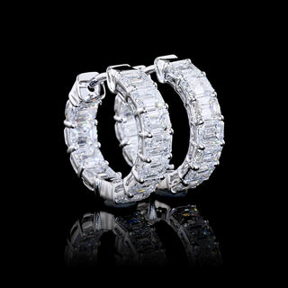 2 CTW East-West Emerald Lab Grown Diamond Inside Out Huggie Earrings