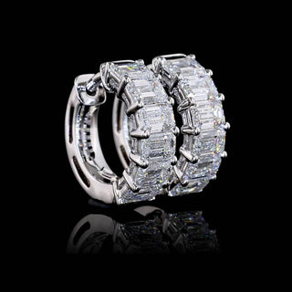 2 CTW East-West Emerald Lab Grown Diamond Huggie Earrings