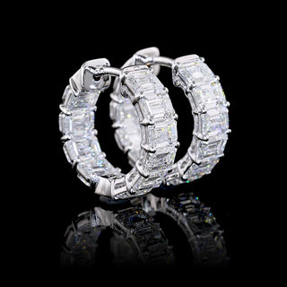 3 CTW East-West Emerald Lab Grown Diamond Inside Out Huggie Earrings