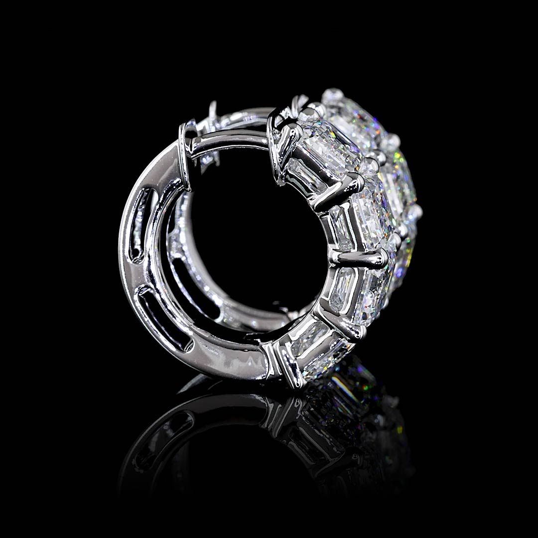 4 CTW East-West Emerald Lab Grown Diamond Huggie Earrings