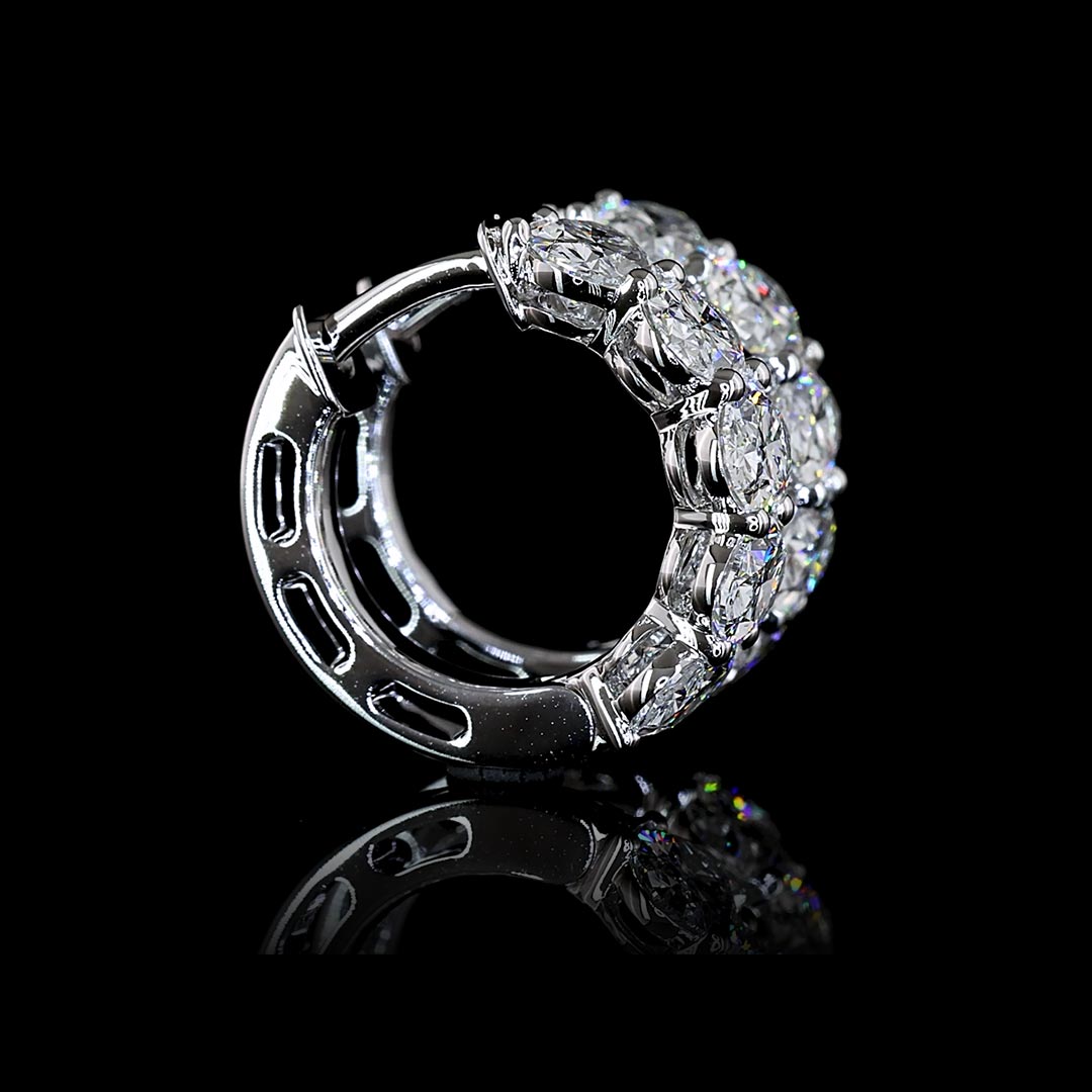 2 CTW East-West Oval Lab Grown Diamond Huggie Earrings