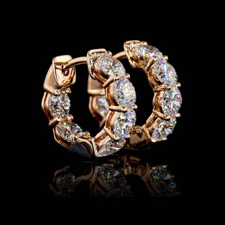 Round lab-grown diamond inside-out huggie earrings, 13mm diameter, 2 carats total weight, set in sterling silver.