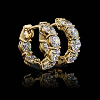 2 CTW Round Lab Grown Diamond Inside Out Huggie Earrings, 13mm