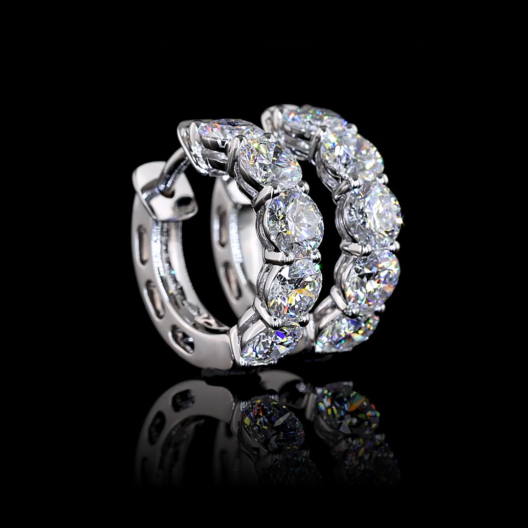 2 CTW Round Lab Grown Diamond Huggie Earrings