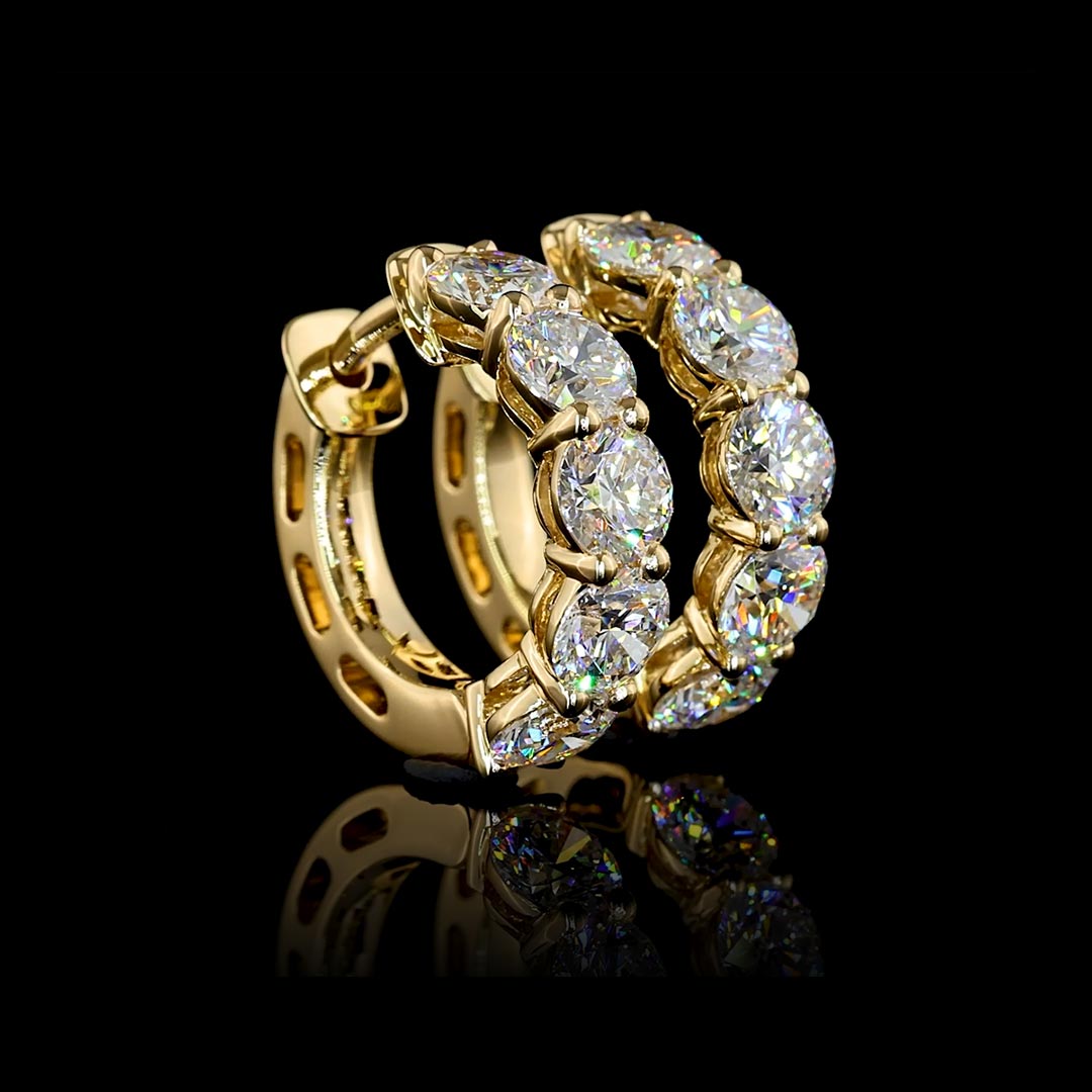 2 CTW Round Lab Grown Diamond Huggie Earrings