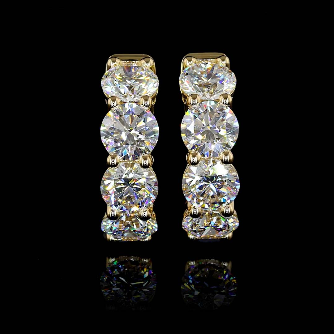 3 CTW Round 4 Stone Lab Grown Diamond Huggie Earrings