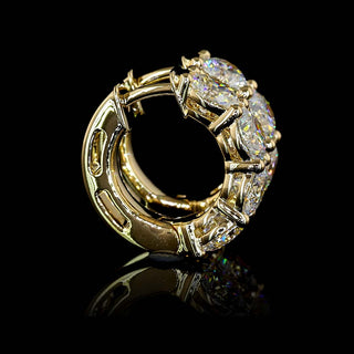 Lab Grown Diamonds 3 CTW round 4-stone lab-grown diamond huggie earrings with yellow gold cover, 16.5mm size, 8-piece set