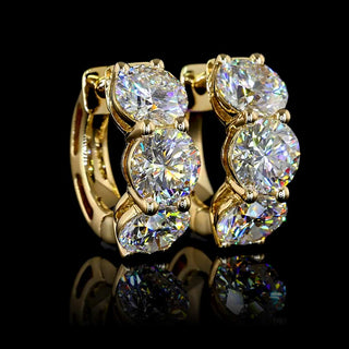 4.5 CTW Round 3 Stone Lab Grown Diamond Huggie Earrings