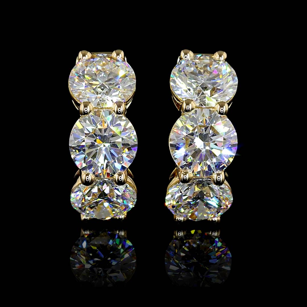 4.5 CTW Round 3 Stone Lab Grown Diamond Huggie Earrings