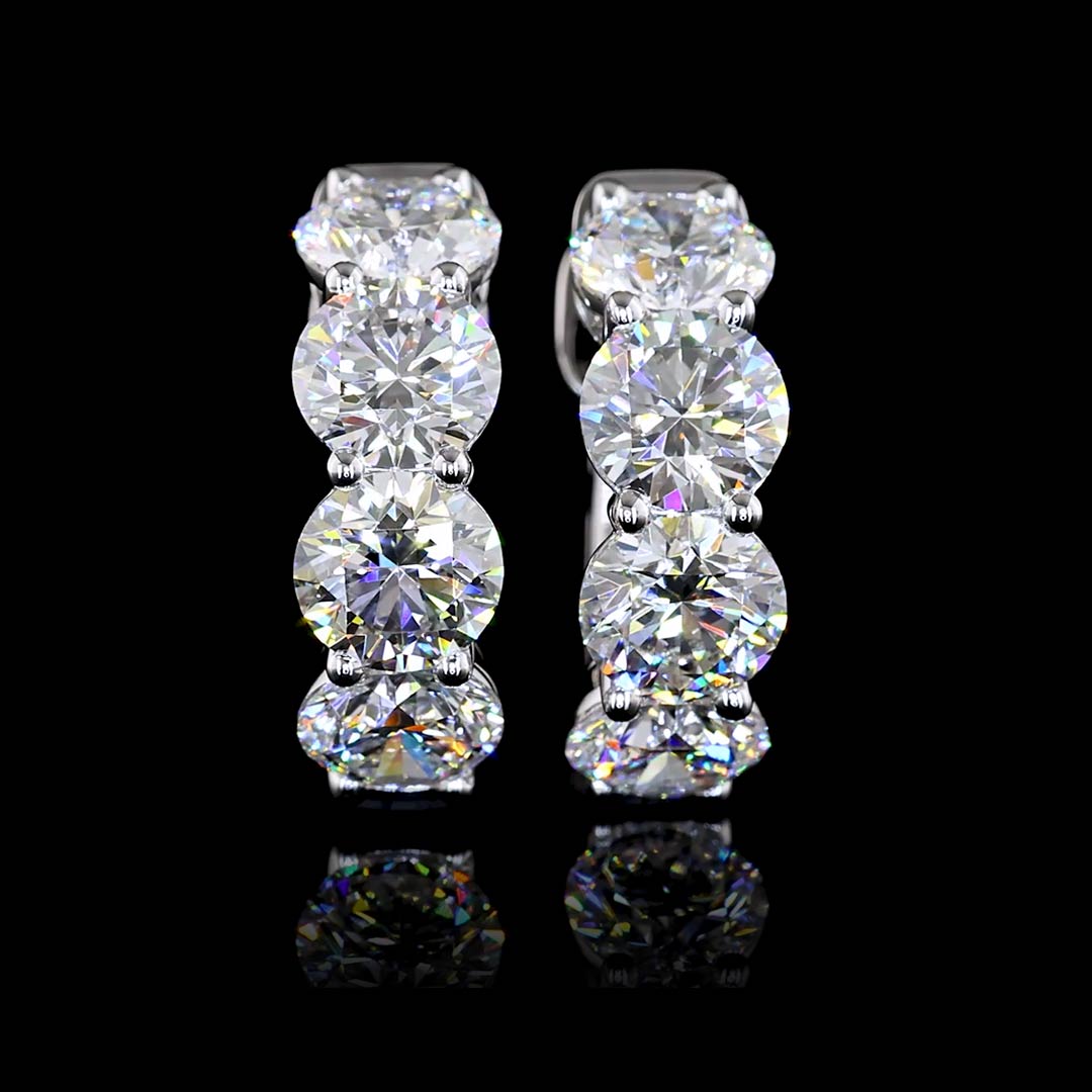 5 CTW Round 4 Stone Lab Grown Diamond Huggie Earrings