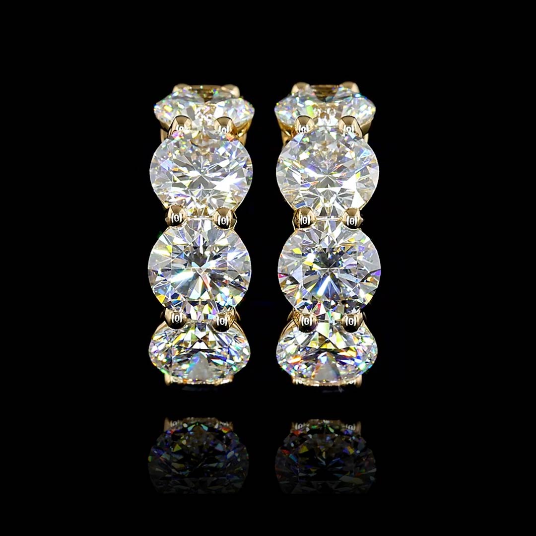 5 CTW Round 4 Stone Lab Grown Diamond Huggie Earrings