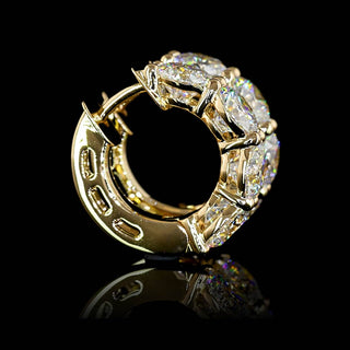 Gold lab-grown diamond huggie earrings with round 5 carat total weight and four stones, 17.3mm size, 62pt each, eight-piece set.