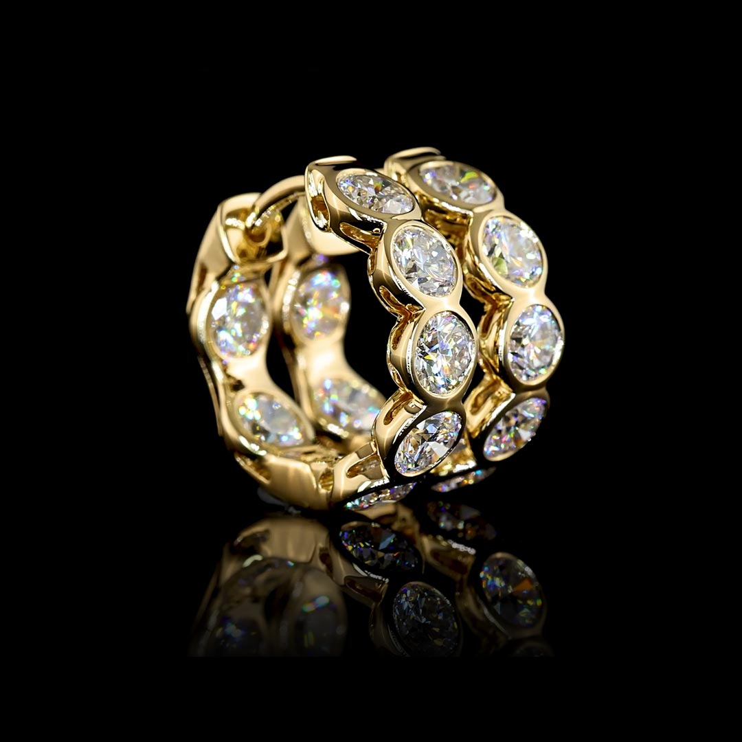 2 CTW Round Bezel Lab Grown Diamond Inside Out Huggie Earrings