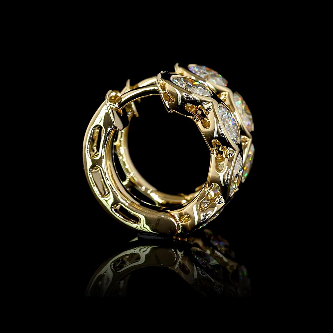 2 CTW Round Bezel Lab Grown Diamond Huggie Earrings