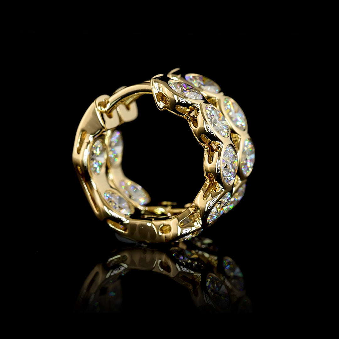 2 CTW Round Bezel Lab Grown Diamond Inside Out Huggie Earrings