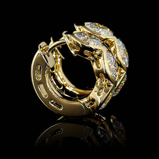 5 CTW Round Bezel 3 Stone Lab Grown Diamond Huggie Earrings