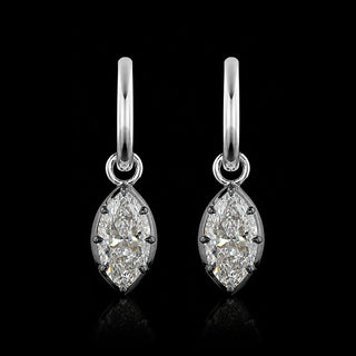 Georgian Marquise Lab Grown Diamond Huggie Drop Earrings