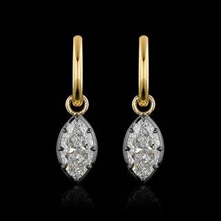 Georgian Marquise Lab Grown Diamond Huggie Drop Earrings