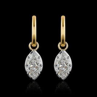 Georgian Marquise Lab Grown Diamond Huggie Drop Earrings