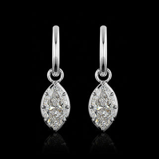 Georgian Marquise Lab Grown Diamond Huggie Drop Earrings