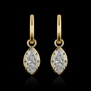 Georgian Marquise Lab Grown Diamond Huggie Drop Earrings