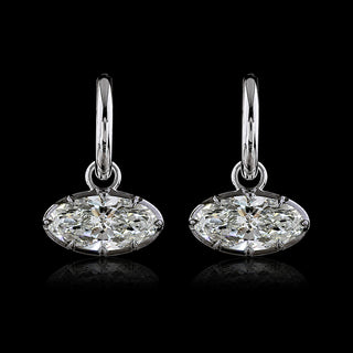Georgian Moval Lab Grown Diamond Huggie Drop Earrings