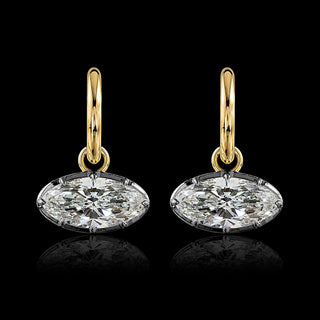 Georgian Moval Lab Grown Diamond Huggie Drop Earrings