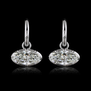 Georgian Moval Lab Grown Diamond Huggie Drop Earrings
