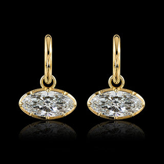 Georgian Moval Lab Grown Diamond Huggie Drop Earrings