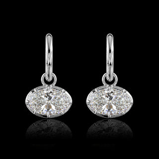 Georgian Oval Lab Grown Diamond Huggie Drop Earrings