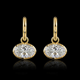 Georgian Oval Lab Grown Diamond Huggie Drop Earrings