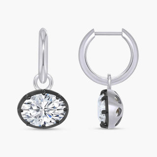 Georgian Oval Lab Grown Diamond Huggie Drop Earrings