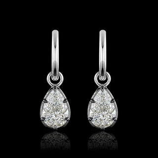 Georgian Pear Lab Grown Diamond Huggie Drop Earrings
