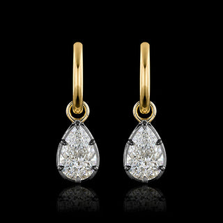 Georgian Pear Lab Grown Diamond Huggie Drop Earrings