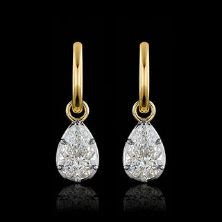Georgian Pear Lab Grown Diamond Huggie Drop Earrings