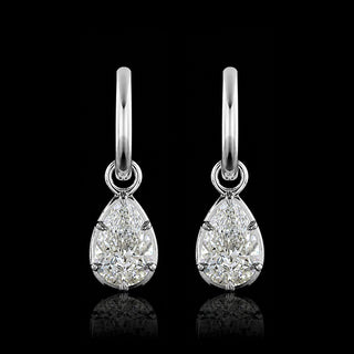 Georgian Pear Lab Grown Diamond Huggie Drop Earrings