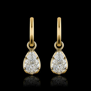 Georgian Pear Lab Grown Diamond Huggie Drop Earrings