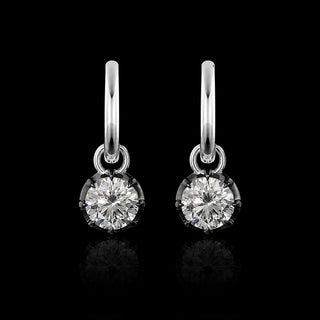 Georgian Round Lab Grown Diamond Huggie Drop Earrings